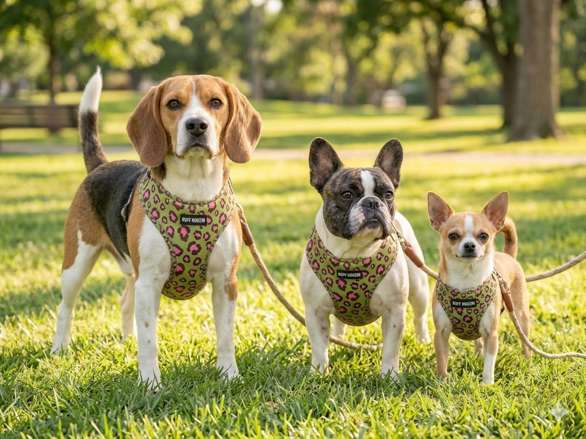 Ruff Houzin Leopard Print Dog Harness – Stylish, Secure & Comfortable Size small
