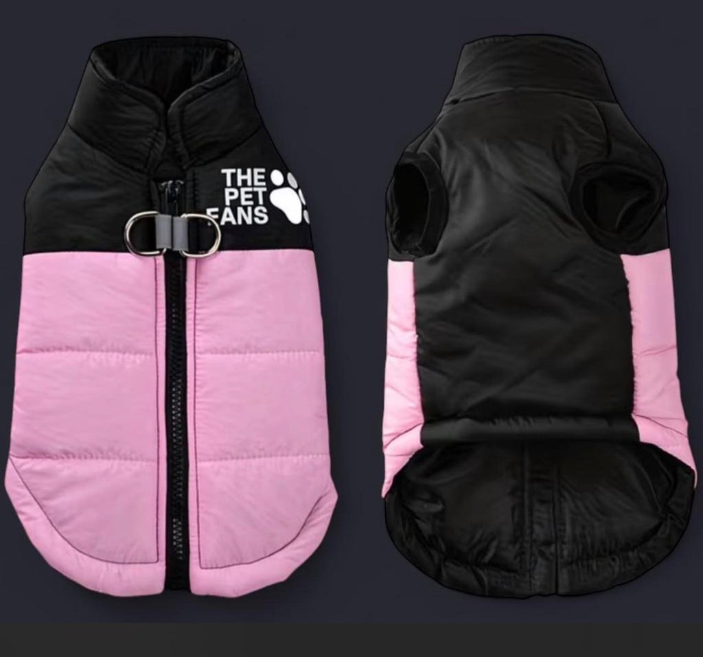pink and black thickened high neck dog jacket( size Medium )