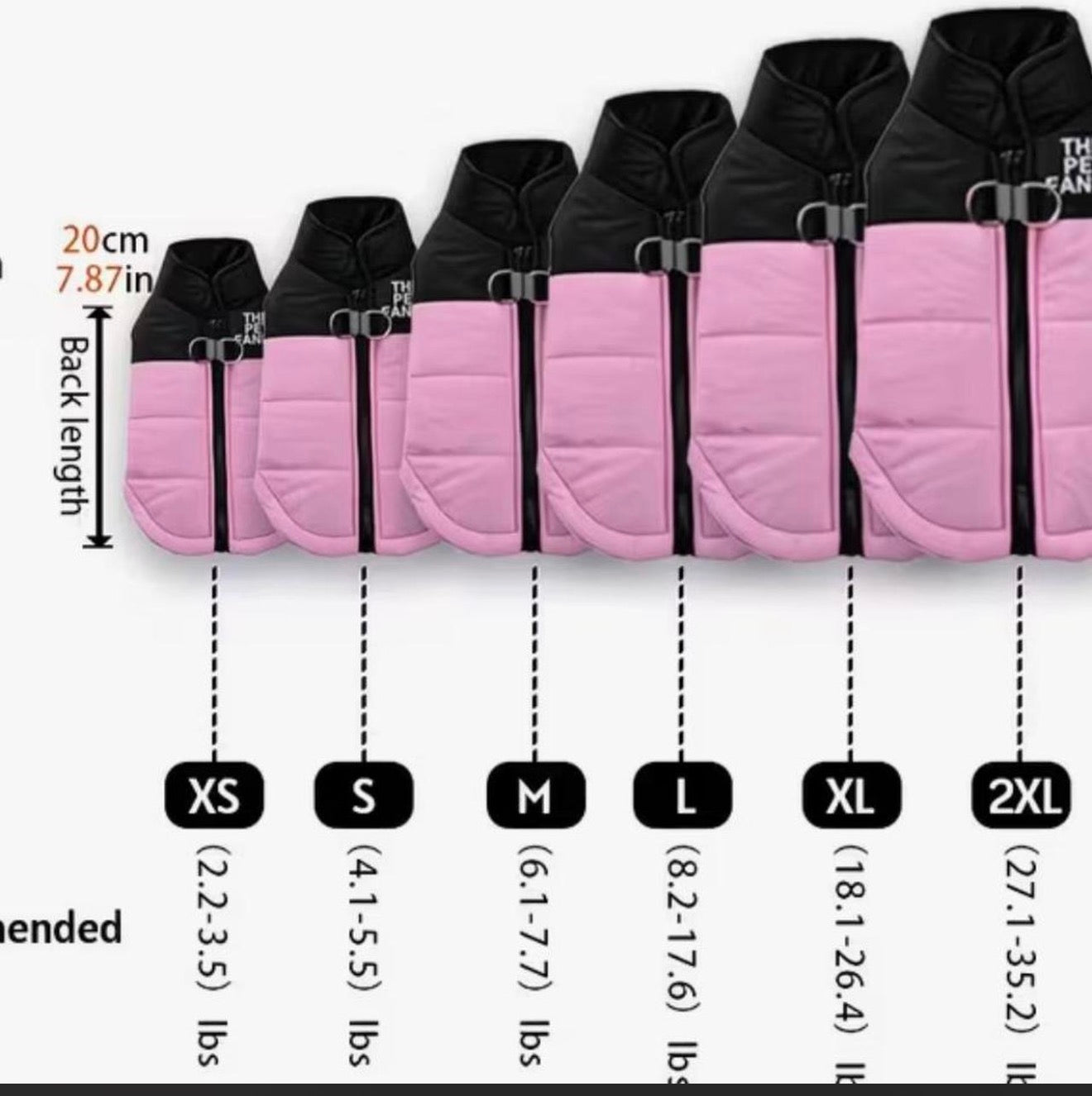 pink and black thickened high neck dog jacket( size Medium )
