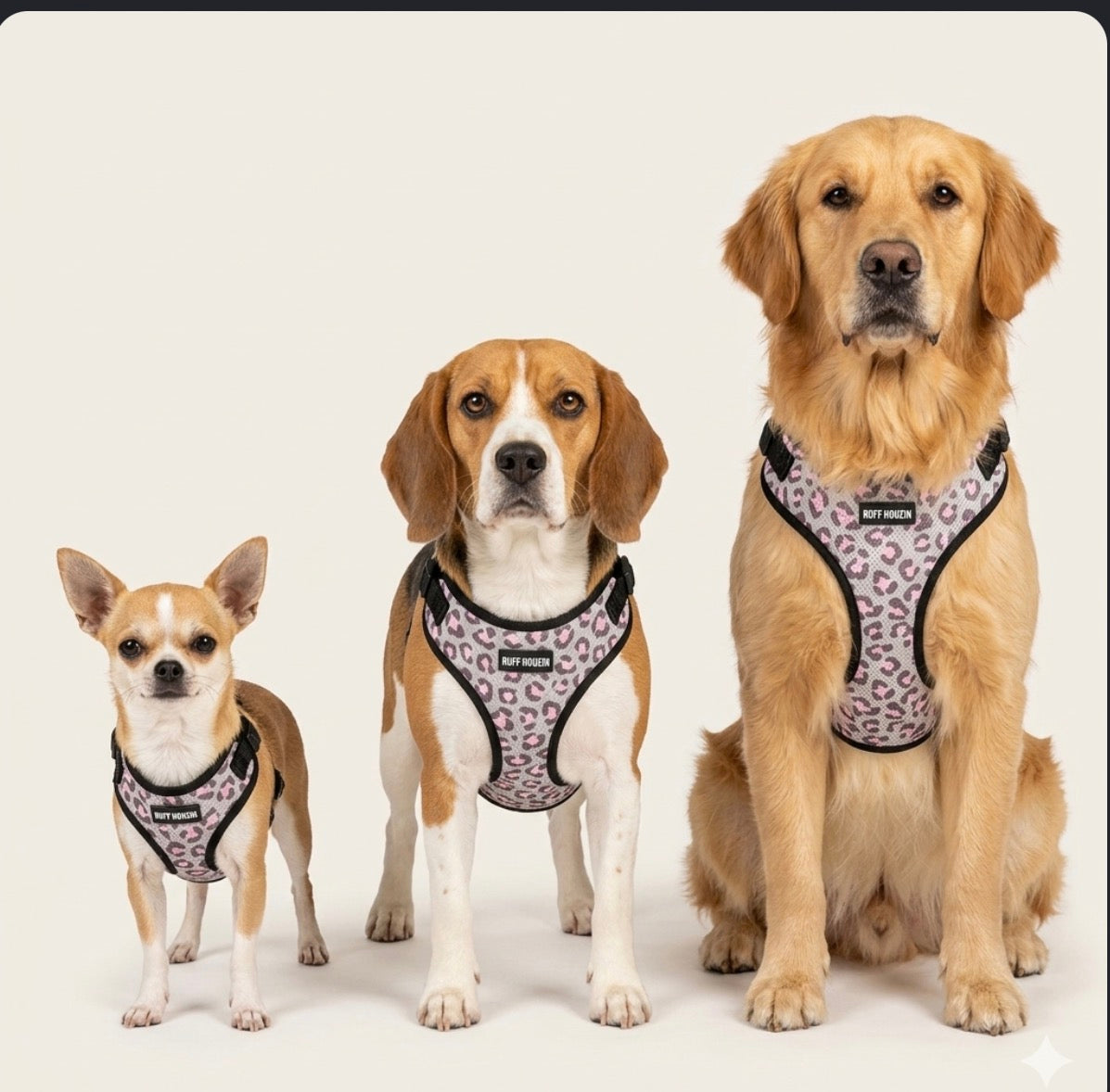Ruff Houzin Leopard Print Dog Harness – Stylish, Secure & Comfortable M